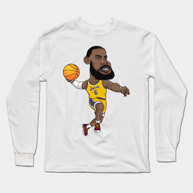 Lebron James Lakers #6 Cartoon Long Sleeve T-Shirt by yuyunM